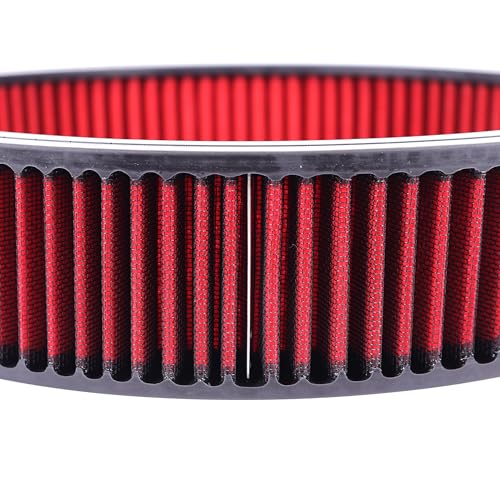 14"x3" Round Air Cleaner Filter Element High Flow (Red) - size: 14" x 3" Red