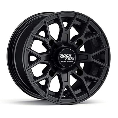 RockTrix RT104 12x7 ATV UTV Wheel 4x156 4+3 Offset, Matte Black, 1pc Single - size: 12x7 (4+3)