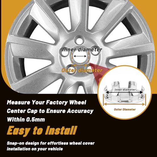 4Pcs 2.93in / 74.5mm Chrome Center Caps 2.76in ID Snap-On - size: OD 74.5MM , ID 70MM