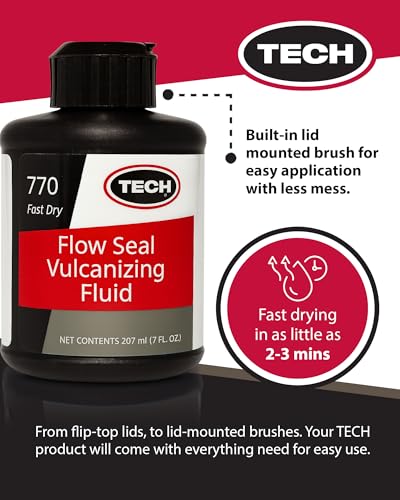 TECH Flow-Seal Tire Repair Cement, Fast-Drying Vulcanizing Fluid, 7oz
