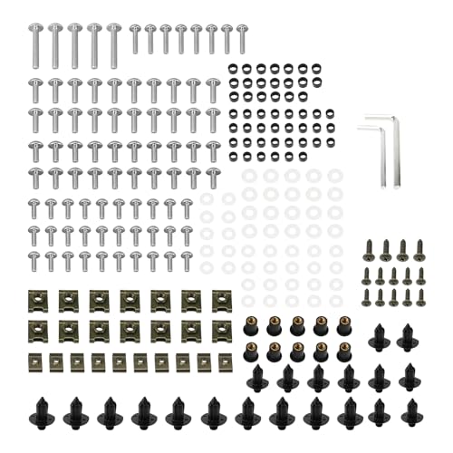 NICECNC 253Pcs Motorcycle Fairing Bolt Kit, M5 M6, Titanium Alloy, Silver - color: silver