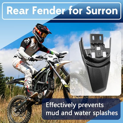 Rear Fender for Surron Light Bee X/S Segway X160 X260, Imitation Carbon Fiber Parts, Short Back Fender Protector for Electric Mountain Bike (Not for Talaria) - style: Imitation Carbon Fiber