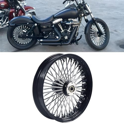 FatFlex 18 in Rear Wheel, Chrome Spokes, Black Rim for Harley ABS - color: 18" x 3.5",Black+Chrome+Black