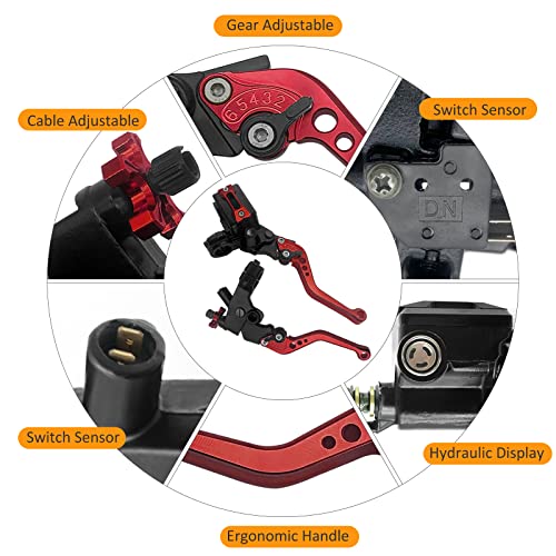 M MATI Upgrade Universal 7/8" 22mm Handlebar Brake Master Cylinder Clutch Lever Set Left & Right Motorcycle Levers Compatible with Yamaha Honda Kawasaki Suzuki Harley(RED) - color: Red