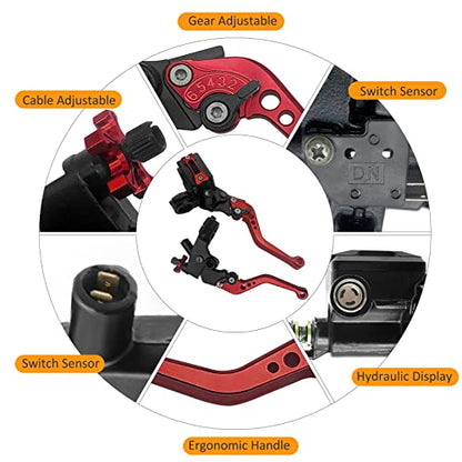 M MATI Upgrade Universal 7/8" 22mm Handlebar Brake Master Cylinder Clutch Lever Set Left & Right Motorcycle Levers Compatible with Yamaha Honda Kawasaki Suzuki Harley(RED) - color: Red