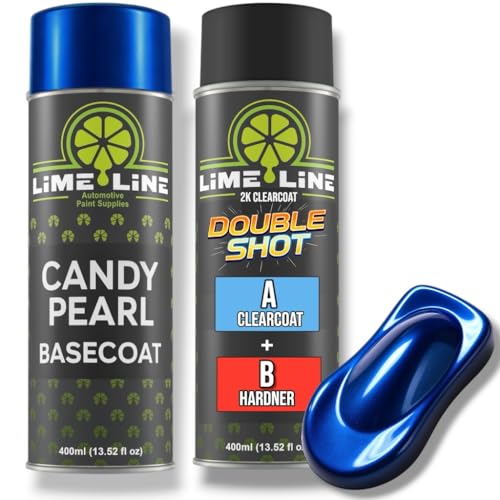 LiME LiNE Candy Pearl Basecoat Aerosol Kit – Automotive Spray Paint, Includes 2K Clearcoat, Pro Results No Spray Gun Needed (Cobalt Blue, Candy Pearl + Clearcoat Kit) - color: Cobalt Blue + Clearcoat