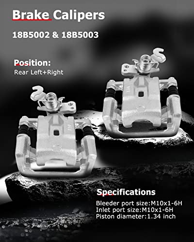 cciyu Rear Left & Right Disc Brake Calipers w/Bracket 18B5002 18B5003 - size: Rear[18B5002+18B5003]