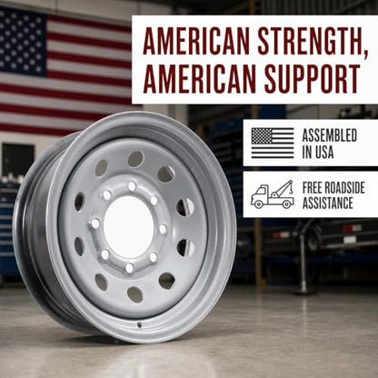 16" Silver Mod Trailer Wheel 8 Lug (8x6.5) Bolt Circle
