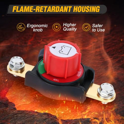 Nilight Side Post Battery Disconnect Switch 12V-48V 275A - color: 275A Side Post ON/Off Switch Round