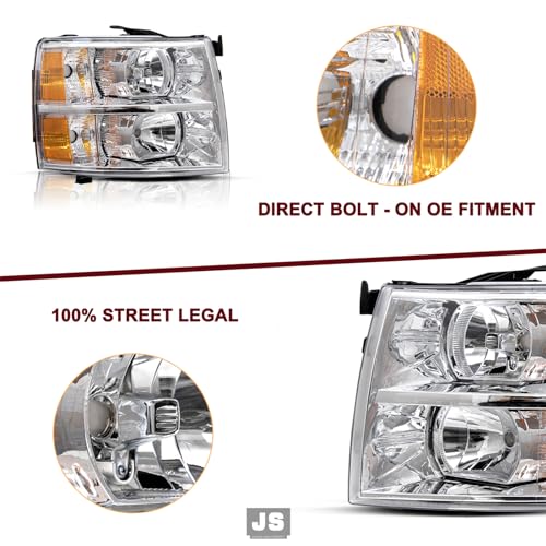JSBOYAT Headlight & LED Taillights Assembly for 2007-2013 Chevy Silverado 1500 - color: Headlight & Taillights- Chrome & Black, size: without Bulbs