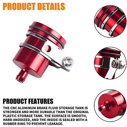 Universal Motorcycle Aluminum Brake Fluid Reservoir Oil Cup Fit For Yamaha Kawasaki Honda Suzuki BMW and more (Red) - color: red