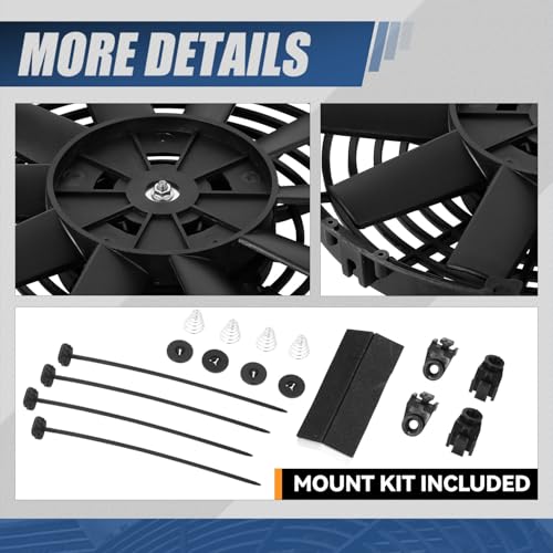 Auto Dynasty 10 inch Universal 12V Electric Radiator Cooling Fan Kit, Black - color: Black, size: 10 Inch Diameter