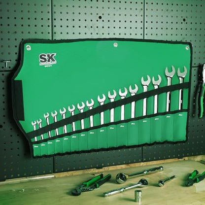 SK Reversible Ratcheting Wrench Set, Combination Wrenches, Metric 16-Piece - size: Metirc, 16-Piece