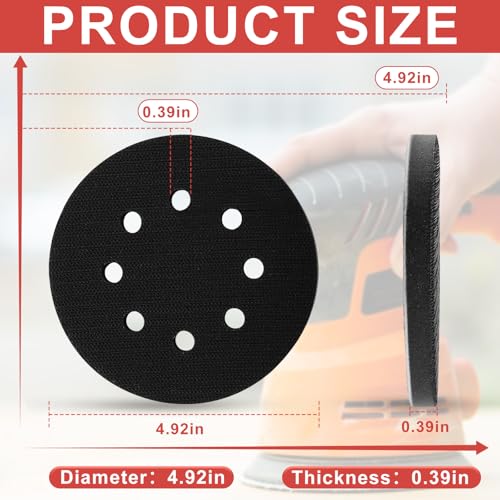 3PCS 5 Inch 8 Holes Sanding Disc Backing Pad, Self Adhesive Sponge Cushion, Sandpaper Tray Protection Pad, Hook and Loop Soft Sponge Cushion Buffing Pads Sanding Pads Backing Pads