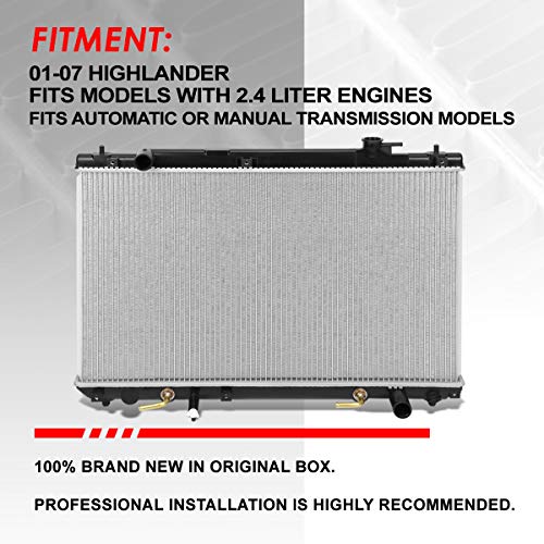Auto Dynasty 2454 Radiator for 2001-2007 Toyota Highlander 2.4L AT/MT - color: 01-07 Highlander 2.4L AT/MT