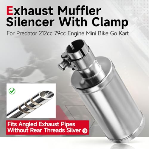 Exhaust Muffler Silencer With Clamp For Predator 212cc 79cc Silver - color: Silver