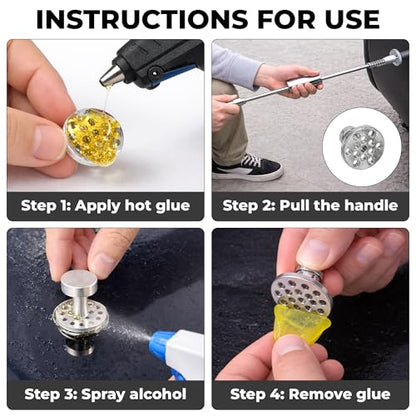 8pcs Paintless Dent Repair Pull Tabs Tool 8 Size Puller Removal Aluminum Kit Glue for PDR Car Auto Body Hand Tools Suction Cup Durable Pulling Ice Hail Damage Automobile Alloy Lifters