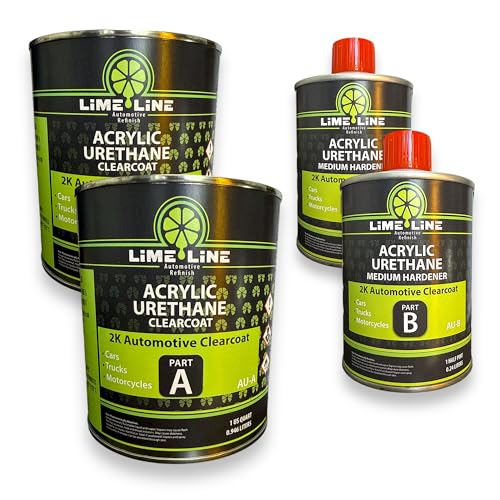 LiME LiNE 2K Clear Coat Automotive Paint Quart Kits with Hardener, High-Gloss Topcoat for Cars, Trucks & Motorcycles (Gloss Pack of 2) - color: A. Gloss Clear Coat