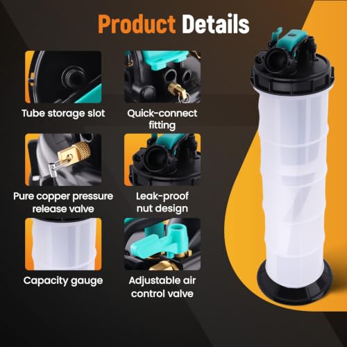 maXpeedingrods 2.5 Gallon/9.5L Pneumatic/Manual Fluid Extractor - size: 9.5L,Pneumatic/Manual