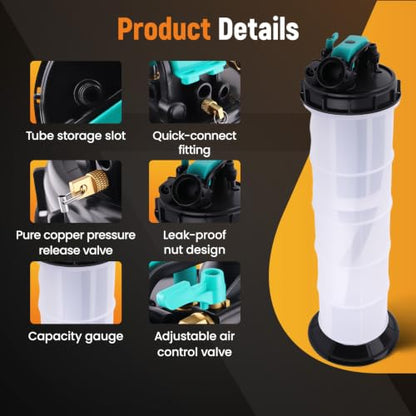 maXpeedingrods 2.5 Gallon/9.5L Pneumatic/Manual Fluid Extractor - size: 9.5L,Pneumatic/Manual