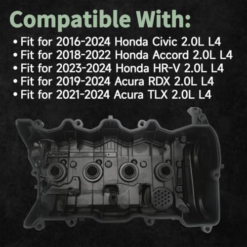 123105BAA01 Engine Valve Cover with Gasket Compatible with 2016-2025 Honda Civic Accord HR-V 2.0L L4, Replace 12310RPYG01 Valve Cover Assembly