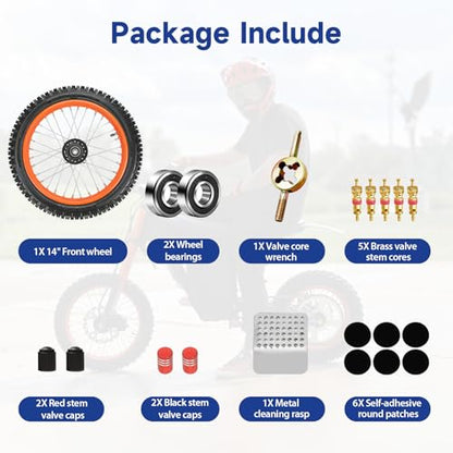 14'' Front Wheel Assembly for Tutti Soleil 01 Electric Dirt Bike - size: Front Wheel