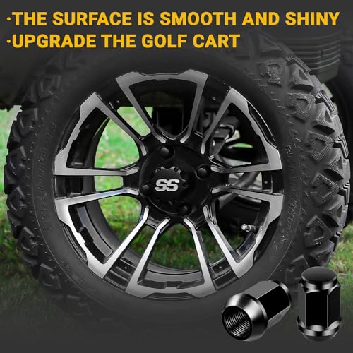 Golf Cart Wheel Lug Nuts, Black Lug Nut for Club Car & EZGO Golf Cart Model, 1/2"-20 Size, Set of 16 Pack-Black - color: Black