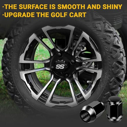 Golf Cart Wheel Lug Nuts, Black Lug Nut for Club Car & EZGO Golf Cart Model, 1/2"-20 Size, Set of 16 Pack-Black - color: Black