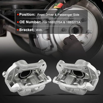 cciyu Front Left & Right Brake Calipers With Bracket 18B5270A 18B5271A - size: Front[18B5270A+18B5271A]