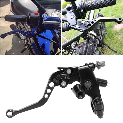7/8" 22mm Motorcycle Brake Lever Handlebar Master Cylinder Clutch Levers Left & Right Set + Hand Grips + Handlebar Ends Set for Honda Kawasaki Suzuki Yamaha (Black) - color: Black