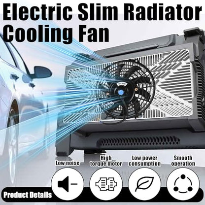 9" Universal Electric Radiator Fan Push Pull Slim Fan High Performance Cooling Fan 80W 12V Mount Kit 1PCS - size: 9 inch- 1PC