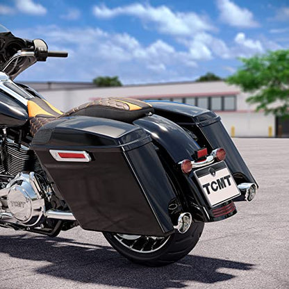 TCMT 5" Stretched Saddlebags 5"x7" Speakers Lids Grill Cutouts Fit For Harley 2014-2024 Touring Models CVO Road Glide Road King Street Glide Electra Glide Ultra Classic - color: Chrome Latches, size: 5" Stretched(5x7 Speaker Lids)