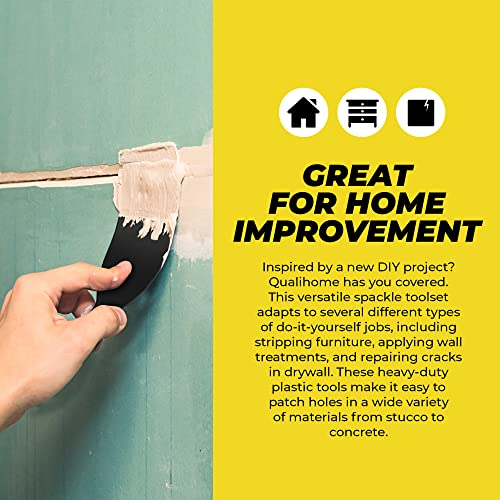 Qualihome Putty Knife Set | 6 Flexible Paint Scrapers for Spackling, Patching, and Painting