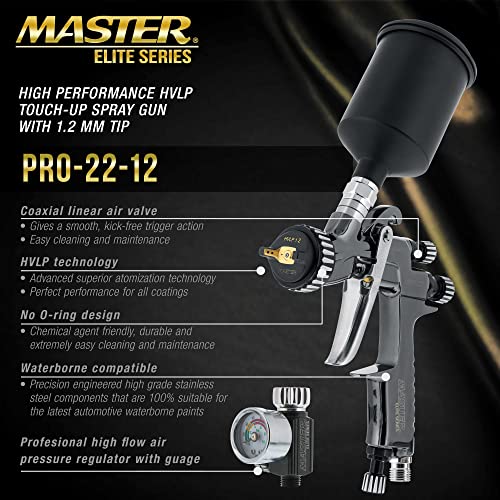 Master Elite Performance PRO-22 HVLP Air Spray Paint Gun with 1.2mm Tip