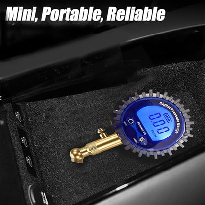 PINKJOY Digital Tire Pressure Gauge for Cars 250PSI - Accurate Air Pressure Gauge for Tires with 360° Swivel Chuck