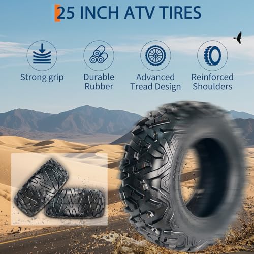 GarveeTech Set of 2 ATV UTV All-Terrain Tires 25x8-12, 6PR Tubeless Heavy Duty Off-Road Tires for Mud & Sand, Durable Off-Road Performance & High Load Capacity - size: AT25X8-12, style: Pattern 110