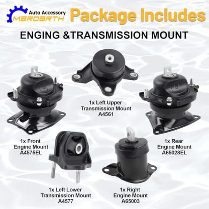 Engine Motor Transmission Mount for 08-12 Accord V6 3.5L 5PCS Auto - size: 08-12 3.5L V6
