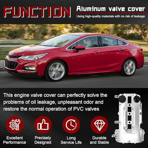 Upgraded Aluminum Engine Valve Cover with Gasket, Compatible with Chevy Cruze 2011-2016,Sonic 2012-2020,Trax 2013-2021,Volt 2011-2015&Buick Encore 2013-2021&Cadillac ELR 2014-2016, Replace# 55573746
