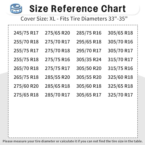 OutdoorLines Waterproof Tire Covers Set of 4 - color: Black, size: XL - Fits Tire Diameters 33"-35"