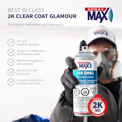 SprayMax 2K Glamour High Gloss Clear Coat | 2K Automotive Clear Coat Spray Paint | High Gloss Finishing Spray | UV-Resistant, Scratch & Gasoline Resistant | Professional Grade 11.8 oz - size: 11.8 Ounce (Pack of 1)