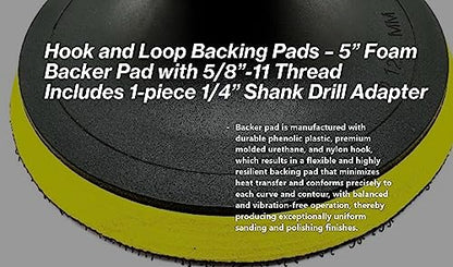 5" Hook and Loop Backing Pads Foam Backer Pad with 5/8”-11 - style: 5"