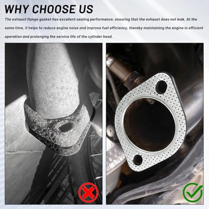 2PCS Car Exhaust Gasket, Exhaust Flange Gasket, Ultra Seal 2-Bolt 2.5-Inch Reinforced High Temperature Exhaust Manifold Gasket, Catalytic Converter Gasket for Most Cars Trucks (2.5 Inch) - color: 2.5 Inch