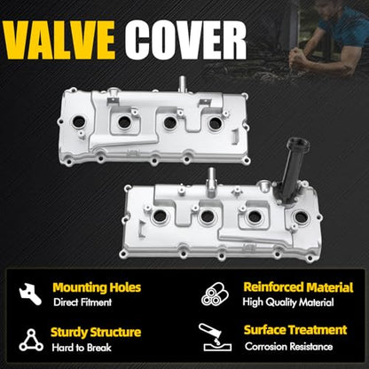 Aluminum Valve Cover Set w/Gasket Bolts Compatible with 2007-2017 Nissan Armada NV2500 NV3500 Titan Pathfinder Infiniti QX56 5.6L Replace 13264ZE01A 132647S000 - color: White (Upgrade Aluminum)