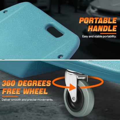 DNA MOTORING 48 Inches Heavy-Duty Low-Profile Roller Automotive Creeper with Padded Headrest, Tiffany Blue, TOOLS-00239-TB - color: Tiffany Blue, size: 48 Inches