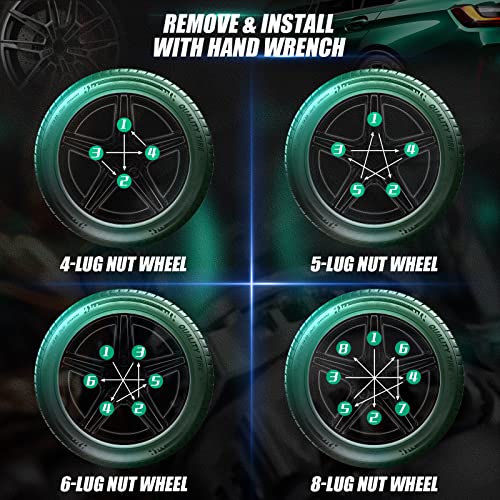 7 Spline Lug Nuts Key Tuner Large Socket Lugnuts Tool for Wrench with 13/16inch(21mm) and 7/8inch(22mm) Hex Replacement 14x1.5 14x2 9/16 Wheel Lug Nut Drive Lock Black 20mm Inner Diameter