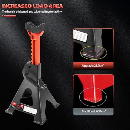 Car Jack Stands 3 Ton (6,600 lbs) with Double Locking Large Foot Base Gloves,Heavy Duty Car Jack Stand with Rubber Pads, Adjustable 11.22"-16.54" Jack Stands for Trucks,SUV, MPV,Home Garage,1 Pair - size: 3T+Rubber Pads+Gloves