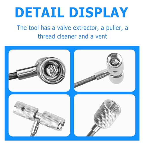 Tire Repair Valve Stem Tool,3 in 1 Steel Valve Stem Puller Fishing Tool with Non-Slip Handle,Universal Valves Stems Installation Tools Car Accessories as Emergency Roadside Kit