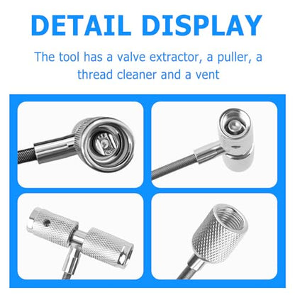 Tire Repair Valve Stem Tool,3 in 1 Steel Valve Stem Puller Fishing Tool with Non-Slip Handle,Universal Valves Stems Installation Tools Car Accessories as Emergency Roadside Kit