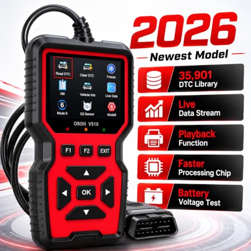OBD2 Scanner Diagnostic Tool - Check Engine Light Code Reader, Reset Function, Data Stream, I/M Readiness, Full Features, Modes 6 & 8, for All 1996+ Vehicles