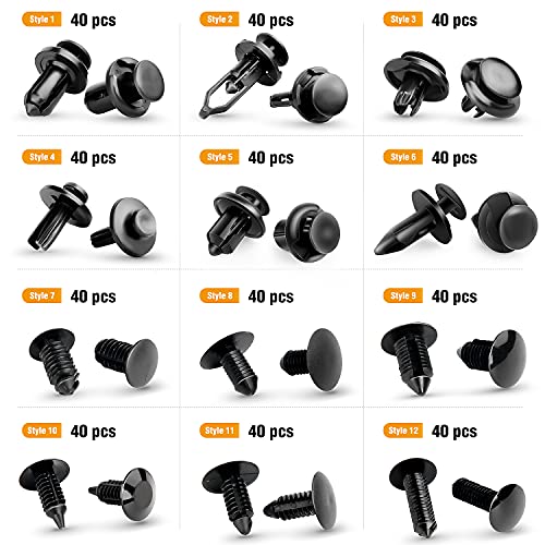 GOOACC 480PCS Bumper Retainer Clips with Fastener Remover Car Plastic Rivets Push Kit -Door Trim Panel for Toyota GM Ford Honda Acura Chrysler - color: 480Pcs Clips + Remover